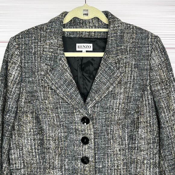 RENZO Germany Wool Blend Tweed Blazer EUR 40 US 10-12 - Picture 2 of 16